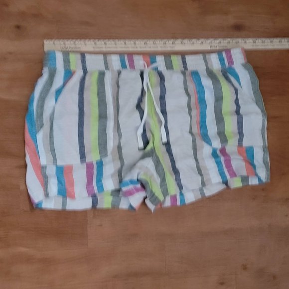 Rainbow Stripes Time and Tru Striped Linen Shorts  Size 3X Size 22 - Picture 4 of 16